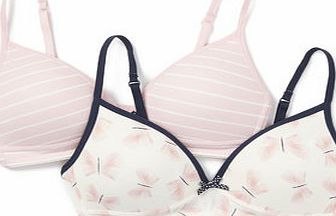 Bhs 2 Pack Girls Butterfly Moulded Bras, multi pink