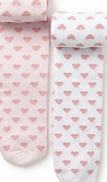 Bhs 2 Pack Girls Cotton Soft Heart Tights,