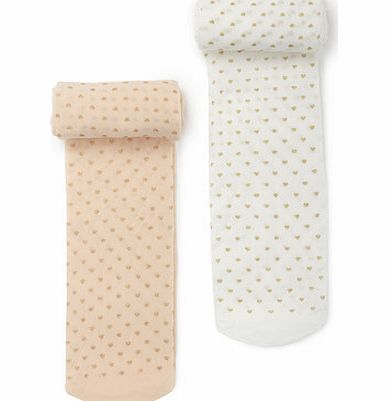 Bhs 2 Pack Girls Heart Design Tights, ivory 1498220904