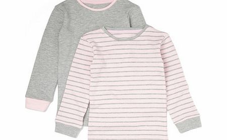 Bhs 2 Pack Girls Long Sleeve Thermal Tops, pink