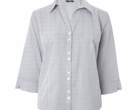 Bhs 3/4 Sleeve Stripe Shirt, grey/white 8613797582