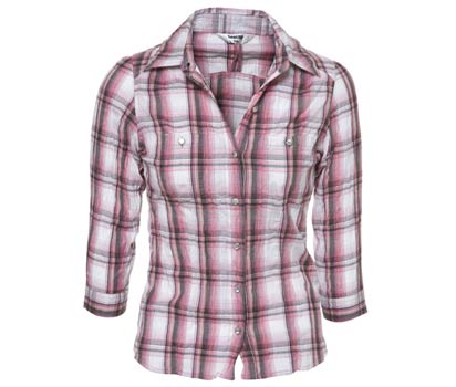 bhs 3/4 washed shadow check shirt
