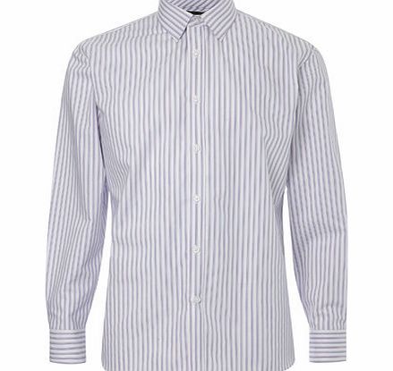 Bhs 3 Colour Stripe Cotton Point Collar Shirt, Dark