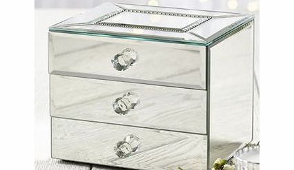 Bhs 3 Drawer mirrored jewellery box, silver