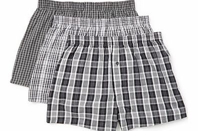 Bhs 3 Pack Black Check Woven Boxers, Black BR60W01EBLK