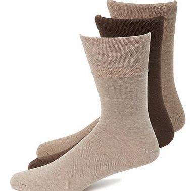 Bhs 3 Pack Brown Gentle Grip Socks, Brown