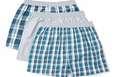 Bhs 3 Pack Check Woven Boxers, Teal BR60W01EGRN