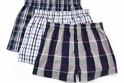 Bhs 3 Pack Plum Check Woven Boxers, Purple BR60W08DPUR