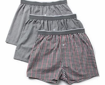 3 Pack Purple Check Woven Boxers, Purple