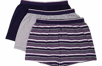 3 Pack Stripe Boxers, Purple BR60J01EPUR