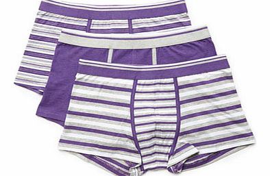 Bhs 3 Pack Stripe Hipsters, Purple BR60H01EPUR