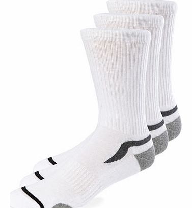 3 Pack White Sports Socks, White BR61S03CWHT