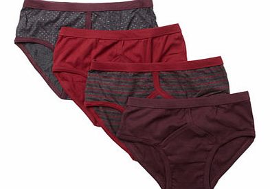 Bhs 4 Pack Grey and Burgundy Briefs, Grey BR60B09DRED