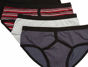 Bhs 4 Pack Red Design Briefs, Red BR60B06DRED