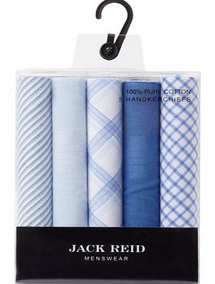 5 Pack Cotton Handkerchiefs, Blue BR63K08BBLU
