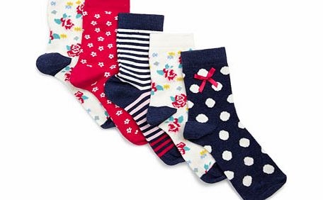 5 Pack Multi Floral Socks, multi 1495019530