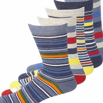 Bhs 5 Pack Stripe Design Socks, Grey BR61D05GGRY