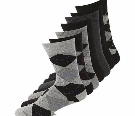 Bhs 7 Pack Argyle Socks, Black BR61F18FBLK