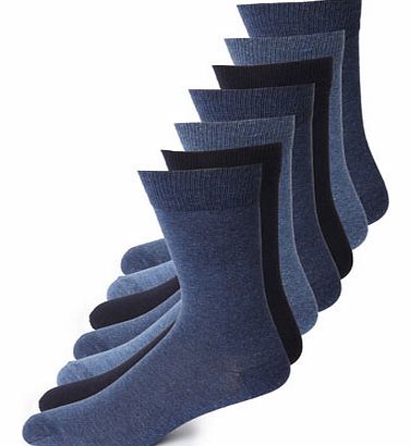 7 Pack Blue Fresher Feet Socks, Blue BR61F08DBLU