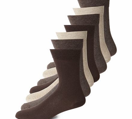 Bhs 7 Pack Brown Fresher Feet Socks, Brown