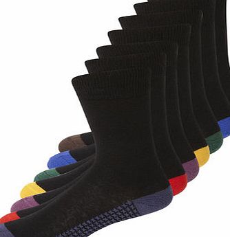 Bhs 7 Pack Houndstooth Footbed Socks, Black