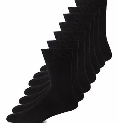 7 Pack Plain Black Fresher Feet Socks, Black