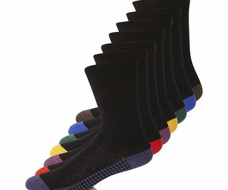 Bhs 7pk Houndstooth Footbed Sock, Black BR61F22FBLK