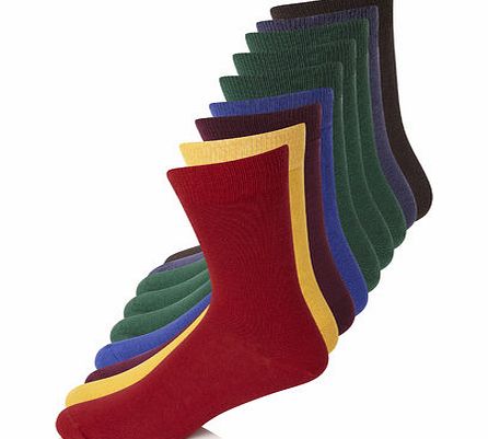 Bhs 7pk Seasonal Coloured Socks, Multi BR61F06FRED
