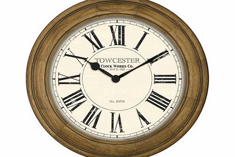 Bhs Acctim wood frame large clock, brown 30925440481