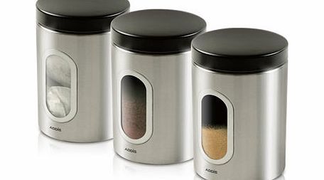 Addis set of 3 stainless steel canisters,