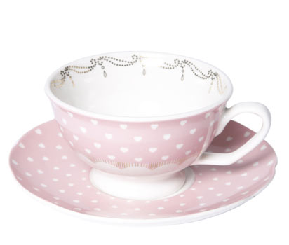 Afternoon tea hearts cup and saucer