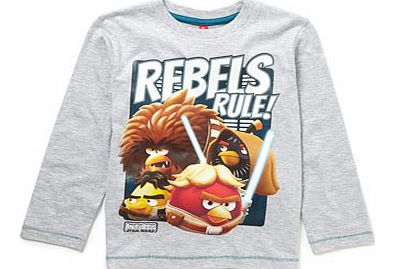 Bhs Angry Birds Rebels Long Sleeve Top, grey marl