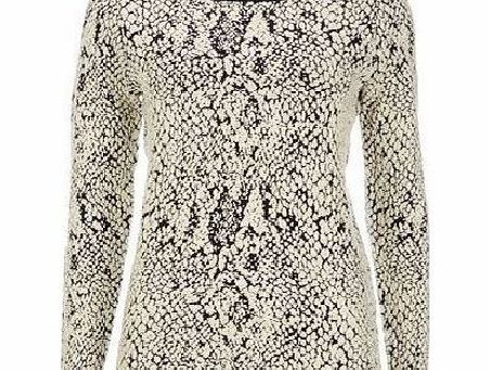 Bhs Animal Jacquard Zip Shoulder Jumper, stone