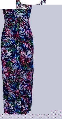 Animal Palm Print Maxi Dress, blue multi 279700214