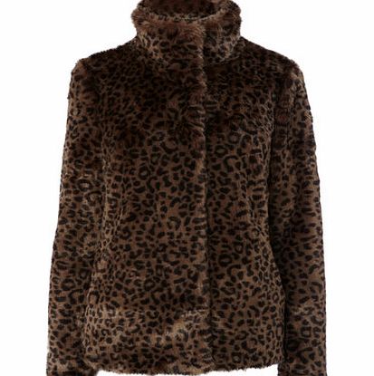 Bhs Animal Print Faux Fur Coat, neutral 9853180824