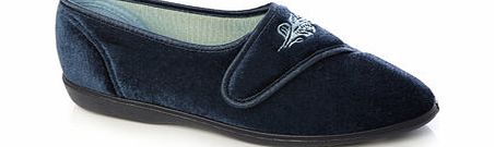 Bhs Aqua Flower Embroidered Velcro Slippers, aqua