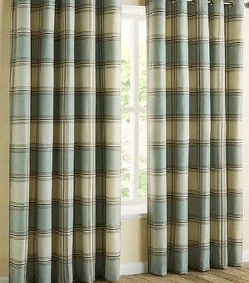 Bhs Arendal Check Eyelet Curtains, duck egg