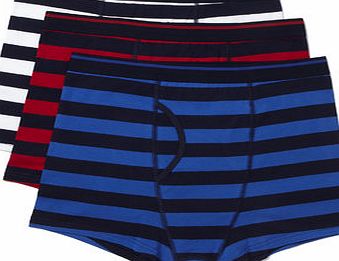 Bhs Assorted Colour 3 Pack Rugby Stripe Trunks, Blue