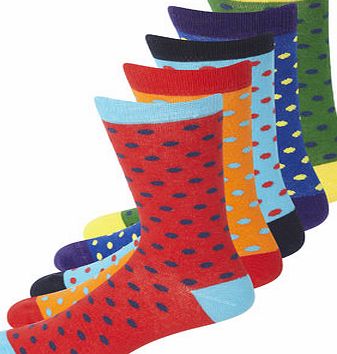 Bhs Assorted Colour 5 Pack Spot Socks, Orange
