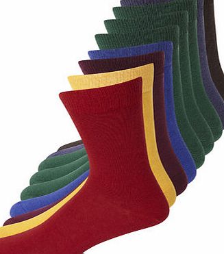 Bhs Assorted Colour 7 Pack Socks, Multi BR61F06FRED