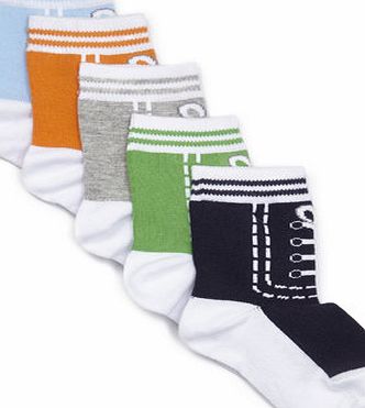 Baby Boys 5 Pack Trainer Design Socks, multi