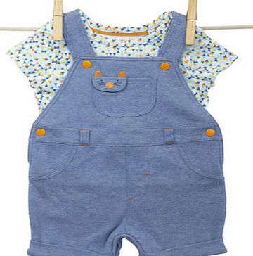 Bhs Baby Boys Blue Jersey Dungarees Set, blue