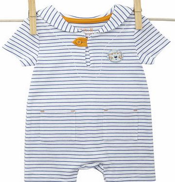 Baby Boys Blue Striped Sailor Romper, blue