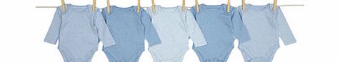 Baby Boys Essential 5 Pack Long Sleeved Blue