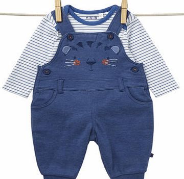 Bhs Baby Boys Jersey Tiger Dungaree Set, blue