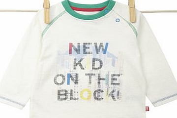 Baby Boys Long Sleeved Graphic Slogan Top, white