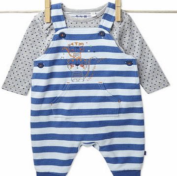 Bhs Baby Boys Striped Dungarees Set, blue 1579381483