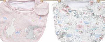 Bhs Baby Girls 2 Pack Floral Print Bibs, pink