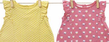 Bhs Baby Girls 2 Pack Polka Dot Jersey Top, multi