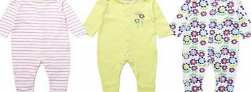 Bhs Baby Girls 3 Pack Long Sleeved Floral Printed